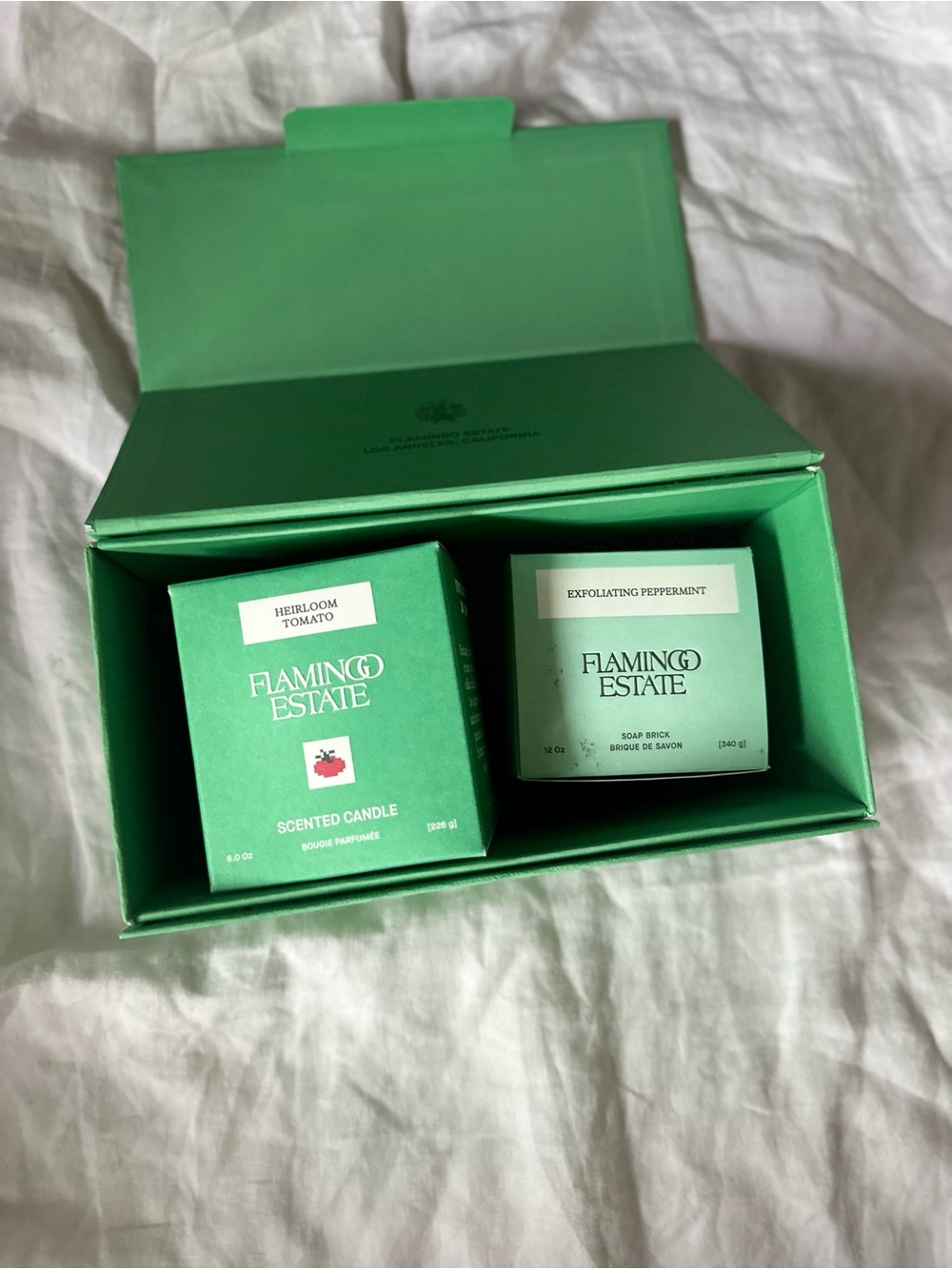 Flamingo Estate best sellers set; candle and soap